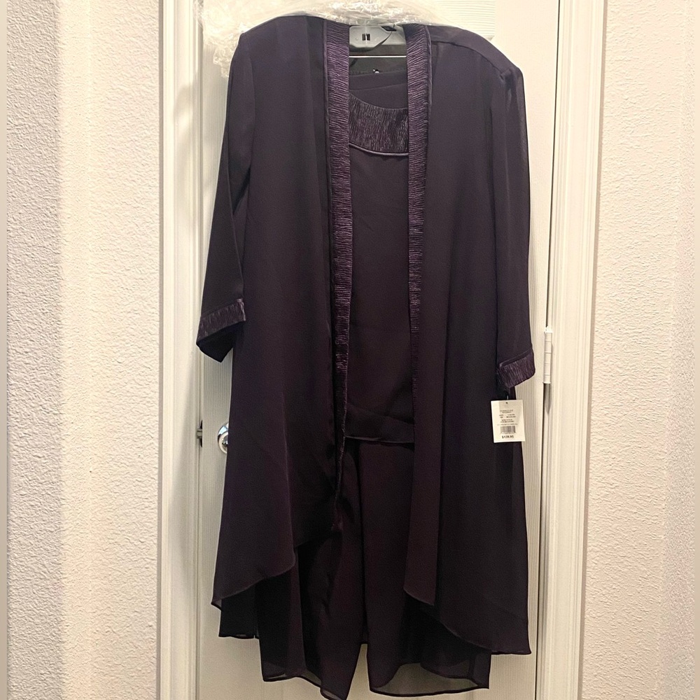 DAVIDS BRIDAL PURPLE PLUS SIZE PANTS,SHIRT,JACKET SET